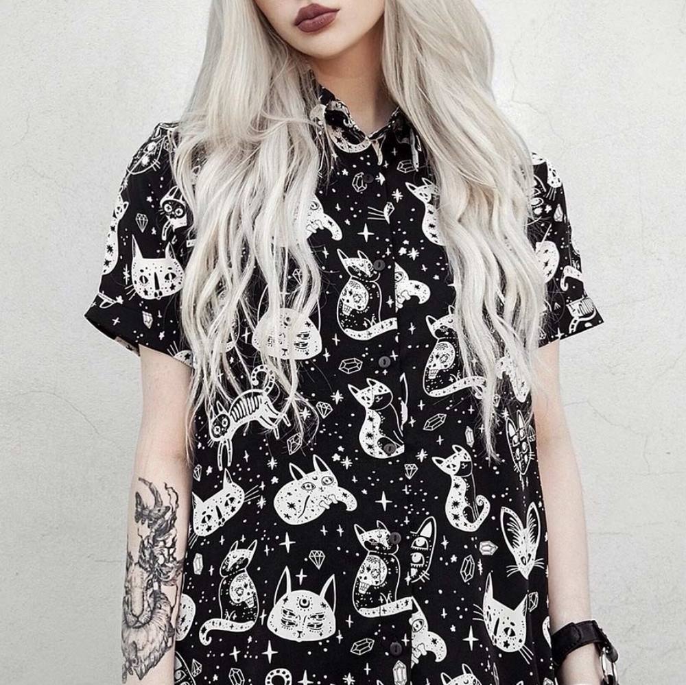 NWT Disturbia Felis Cat Print Top